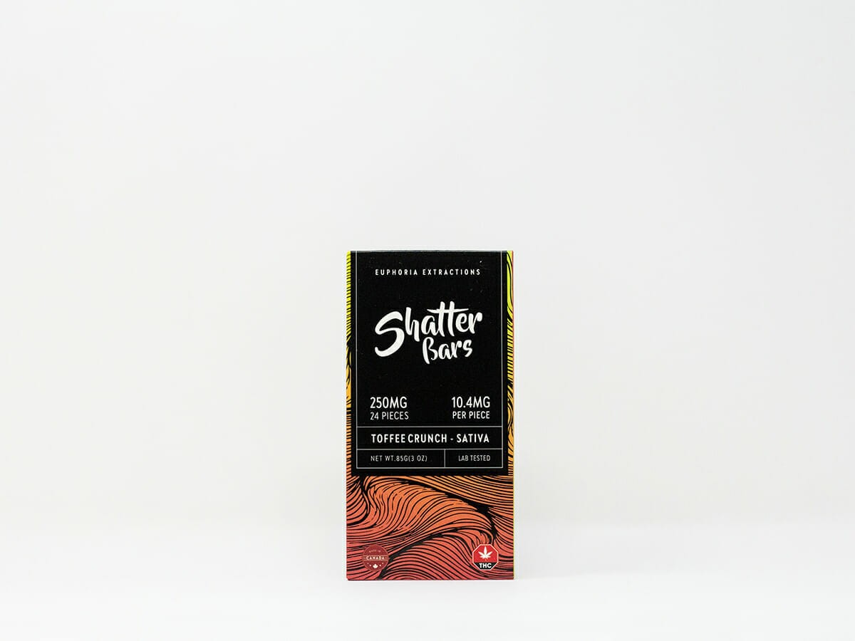Euphoria Extractions – 250mg Shatter Bar – Toffee Crunch (Sativa) | BC Weed Edible Canada Euphoria Extractions – 250mg Shatter Bar – Toffee Crunch (Sativa) | BC Weed Edible Canada