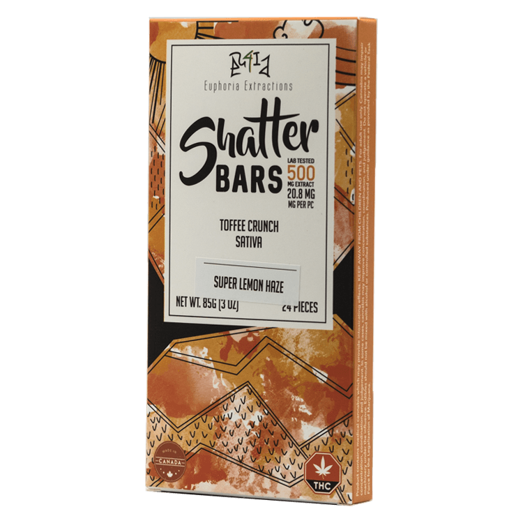 Euphoria Extractions – 500mg Shatter Bar – Toffee Crunch (Sativa ) | BC Weed Edible Canada Euphoria Extractions – 500mg Shatter Bar – Toffee Crunch (Sativa ) | BC Weed Edible Canada
