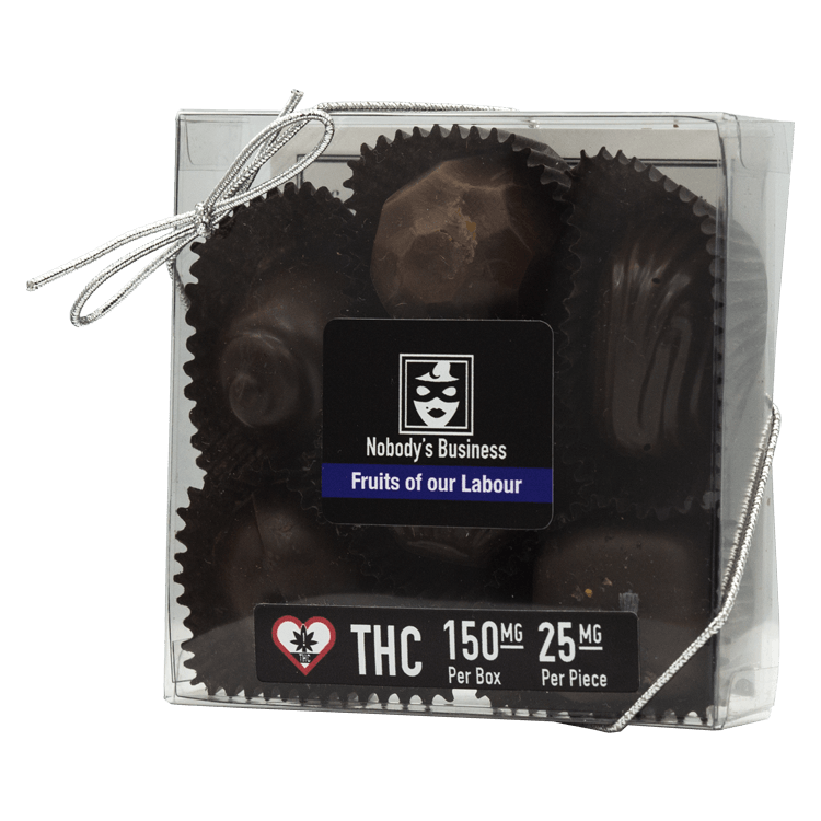 Nobody’s Business – Artisan Infused Chocolates – Fruits Of Our Labour – 150mg THC | BC Weed Edible Canada Nobody’s Business – Artisan Infused Chocolates – Fruits Of Our Labour – 150mg THC | BC Weed Edible Canada