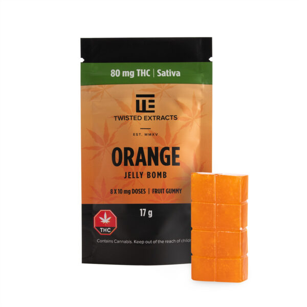 Twisted Extracts – Orange Jelly Bomb – Sativa – 80mg THC | BC Weed Edible Canada Twisted Extracts – Orange Jelly Bomb – Sativa – 80mg THC | BC Weed Edible Canada