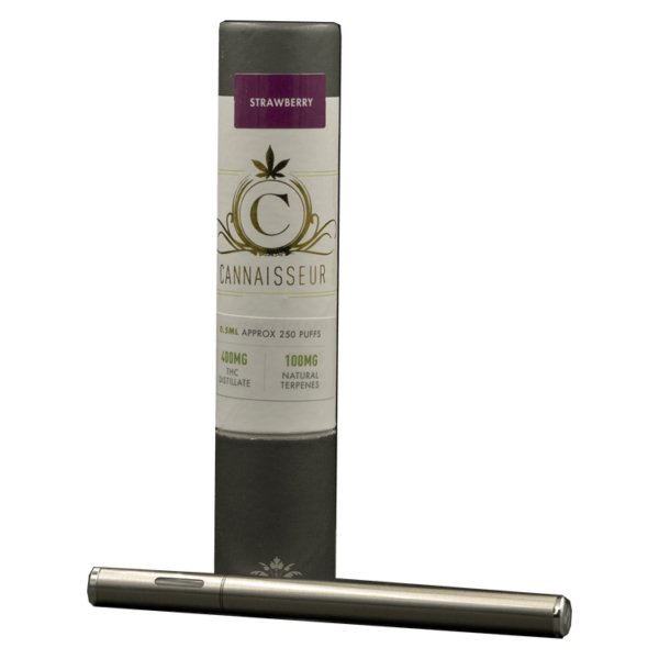Cannaisseur – Disposable THC Distillate Pen – Strawberry 0.3ml | BC Weed Edible Canada Cannaisseur – Disposable THC Distillate Pen – Strawberry 0.3ml | BC Weed Edible Canada