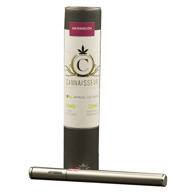 Cannaisseur – Disposable THC Distillate Pen – Watermelon 0.3ml | BC Weed Edible Canada Cannaisseur – Disposable THC Distillate Pen – Watermelon 0.3ml | BC Weed Edible Canada