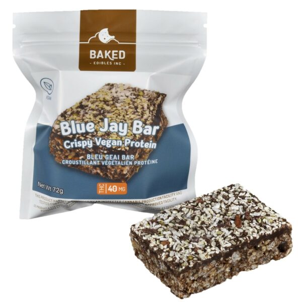 Baked Edibles – Crispy Vegan Blue Jay Bar 40mg THC | BC Weed Edible Canada Baked Edibles – Crispy Vegan Blue Jay Bar 40mg THC | BC Weed Edible Canada