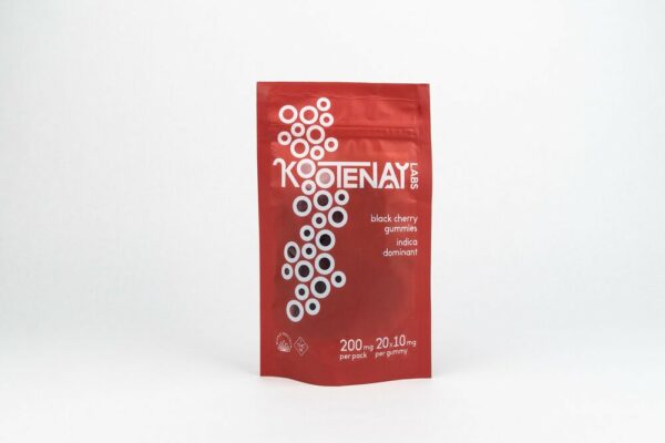 Kootenay Labs – Indica Gummies – Black Cherry – 200mg THC | BC Weed Edible Canada Kootenay Labs – Indica Gummies – Black Cherry – 200mg THC | BC Weed Edible Canada
