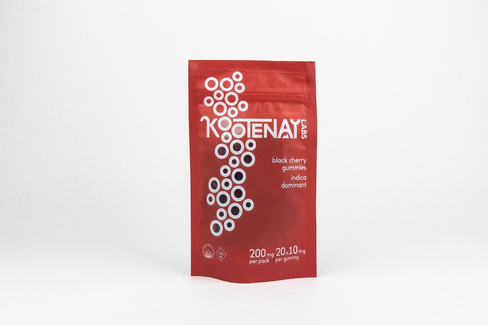 Kootenay Labs – Indica Gummies – Black Cherry – 200mg THC | BC Weed Edible Canada Kootenay Labs – Indica Gummies – Black Cherry – 200mg THC | BC Weed Edible Canada